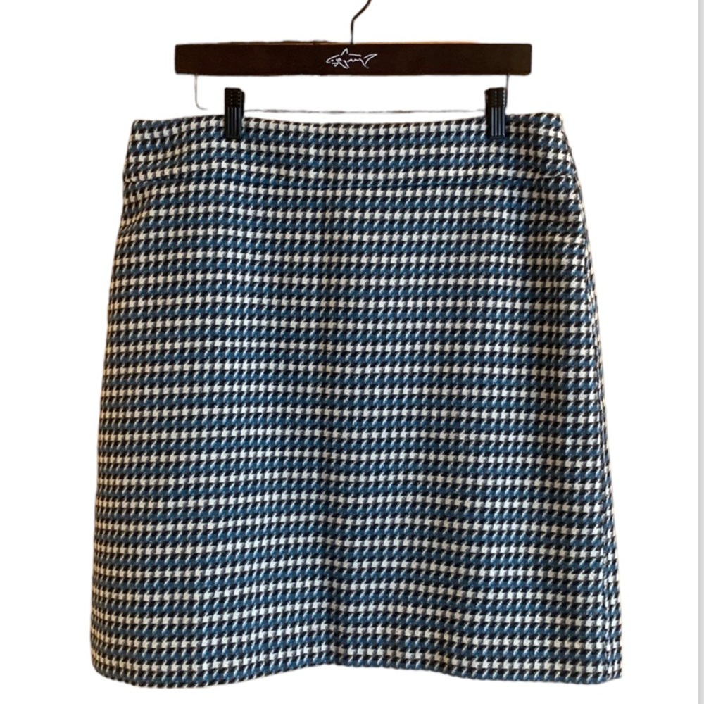 Talbots Houndstooth Wool Blend Lined Short Pencil Skirt Size 14 P